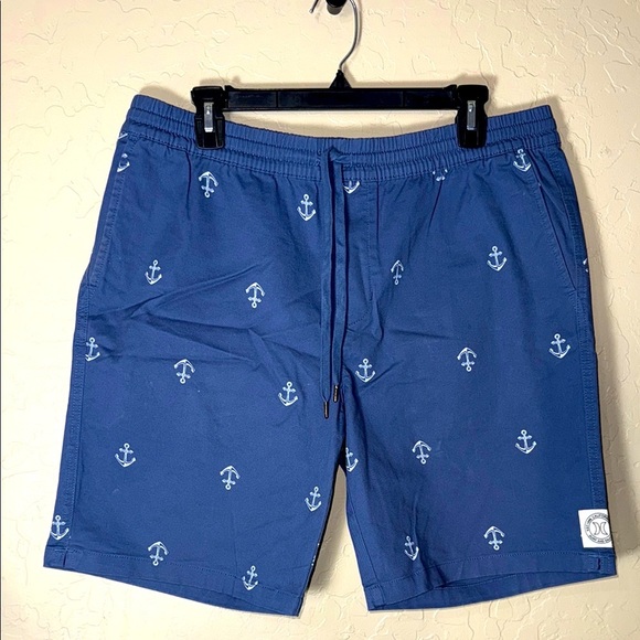 Hurley nautical Anchor print pull on drawstring shorts size large - Picture 1 of 7